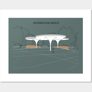 architecture sketch Posters and Art